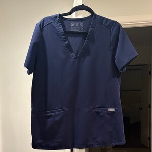 Figs Deep Blue V-Neck Scrub Top